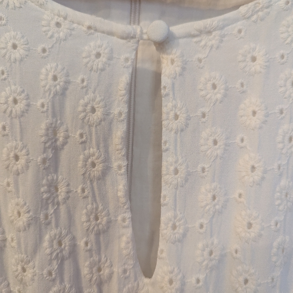 MADEWELL Eyelet Tassel-Tie Mini Dress Size 10 Cream/Ivory - Picture 9 of 9